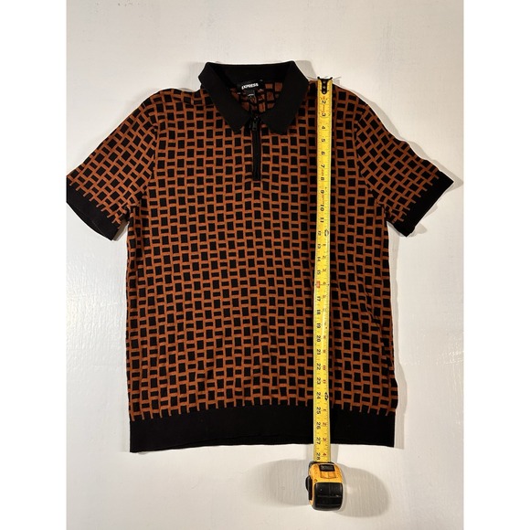 Express Mens 100% Cotton Pattern Collard Zip Shirt Size L New - Picture 3 of 5